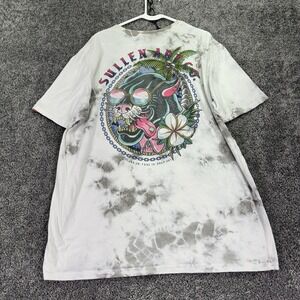 Sullen Shirt Mens XL White Tie Dye Panther Tropical Graphic Tee Tattoo Art